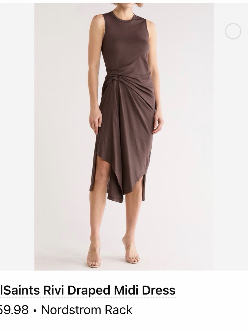 All Saints Rivi Draped Midi Dress - Brown